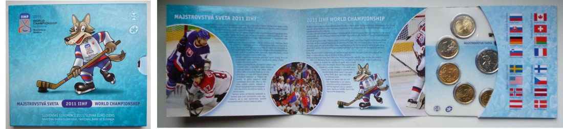  Slowakei Kursmünzsatz 2011 Eishockey in Stempelglanz   