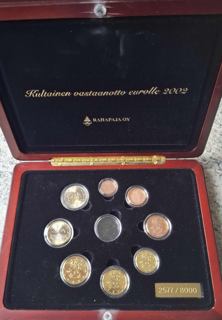  Finnland Kursmünzsatz 2002 ohne Medaille in Polierte Platte mit Zertifikat   