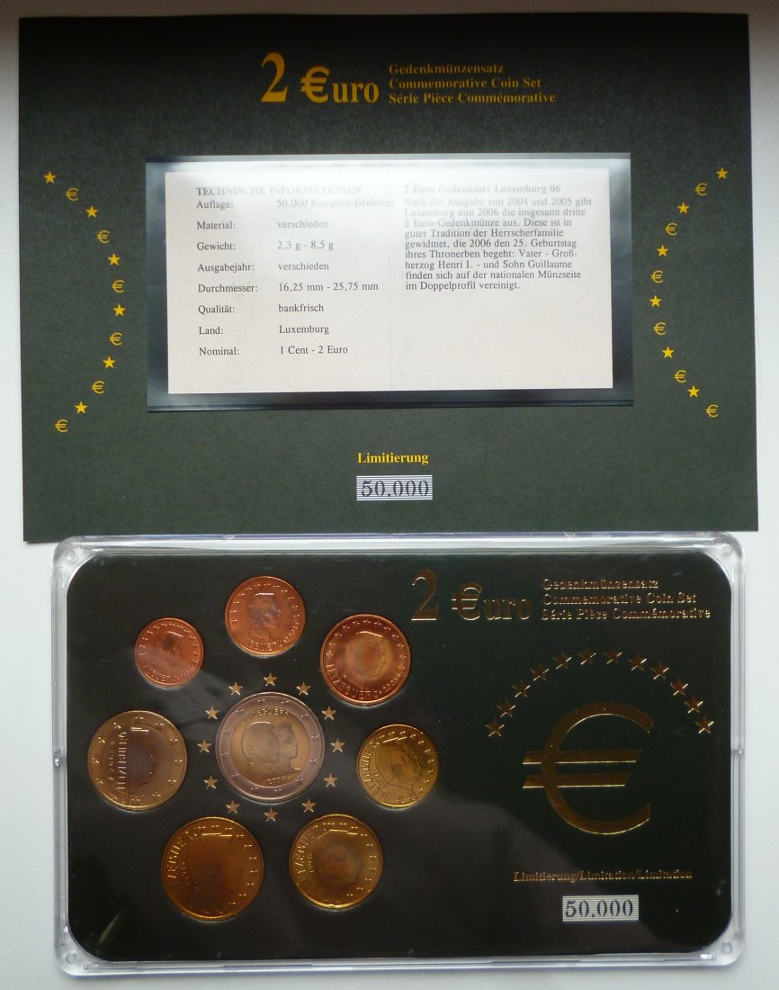  Luxemburg Kursmünzsatz 2006 in Stempelglanz mit Zertifikat   