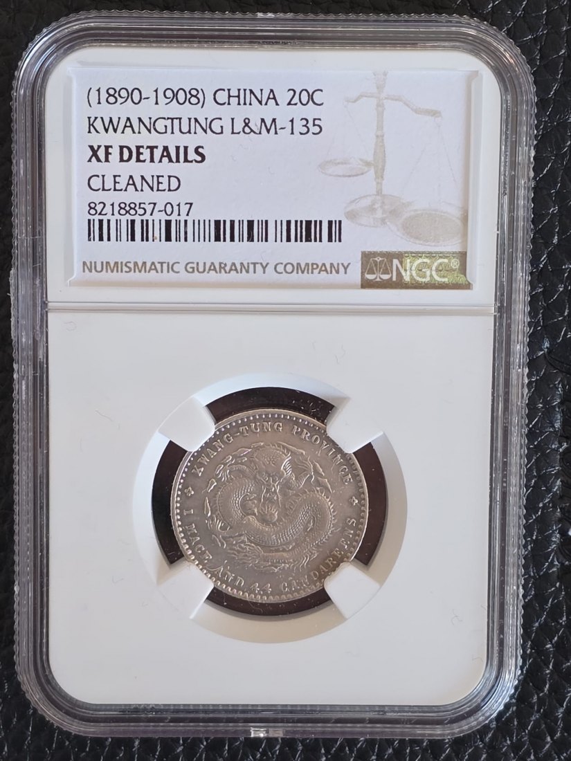  1890-1908 China Silber 20C Kwangtung  L&M 135 XF DETAILS Cleaned   