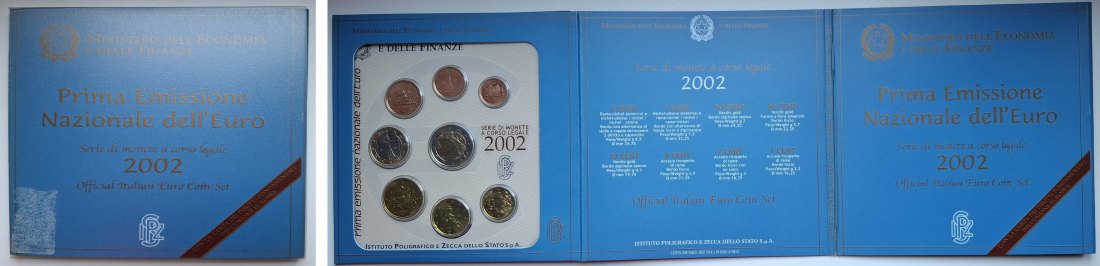  Italien Kursmünzsatz 2002 Dante Aligherie in Stempelglanz   