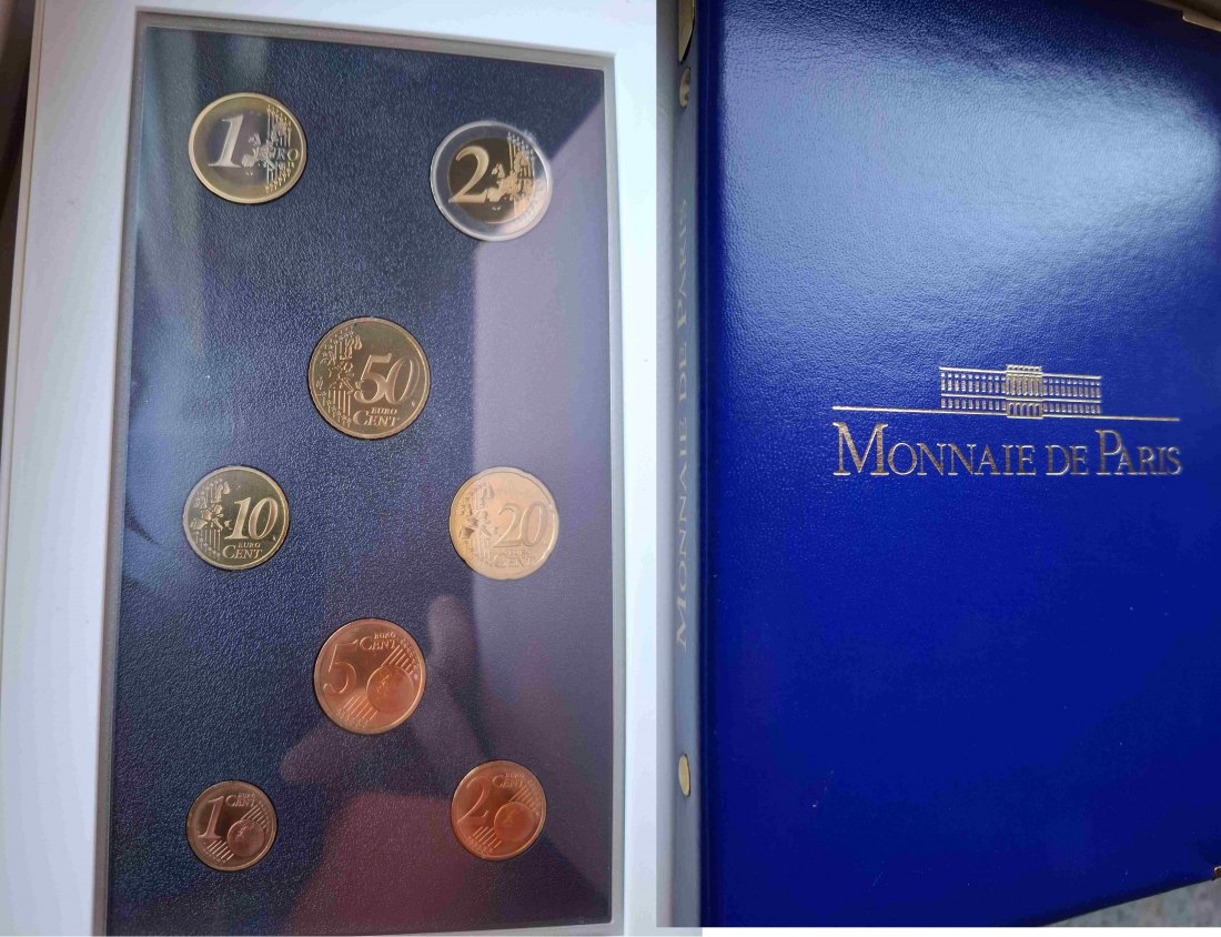  Frankreich Kursmünzsatz 2002 in Polierte Platte mit Zertifikat   