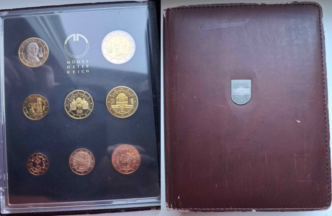  Österreich Kursmünzsatz 2002 in Polierte Platte mit Zertifikat   
