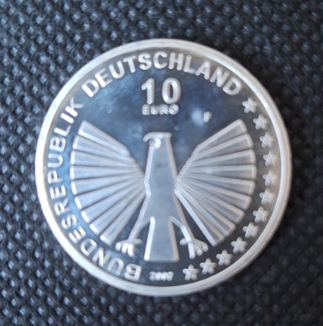  Silbermünze BRD: 10 Euro 2007 F, 50 Jahre Römische Verträge, 16,65 g fein   