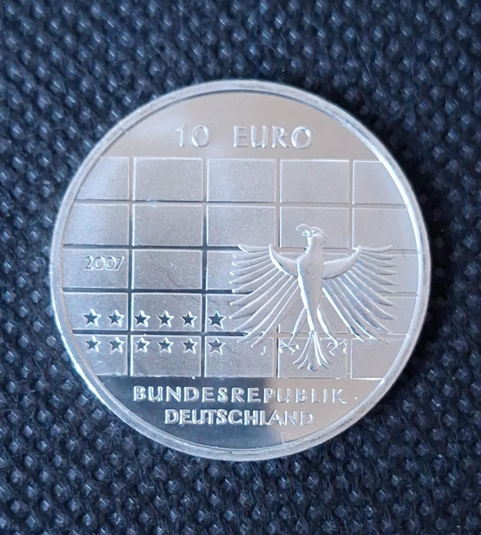  Silbermünze BRD: 10 Euro 2007 J, 50 Jahre Deutsche Bundesbank, 16,65 g fein   