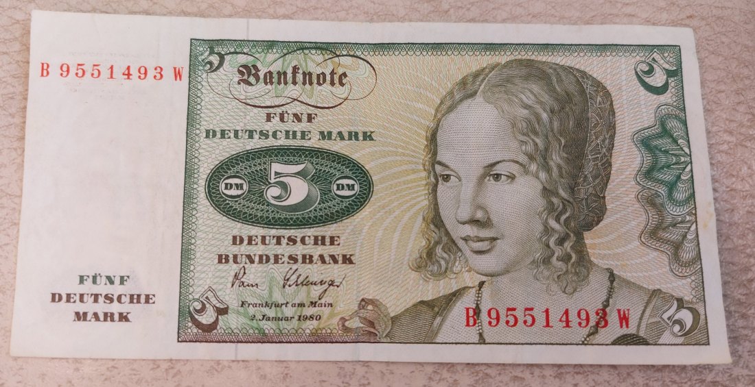  5 DM Schein 1980 Ro.285a II-III (ss-vz)   