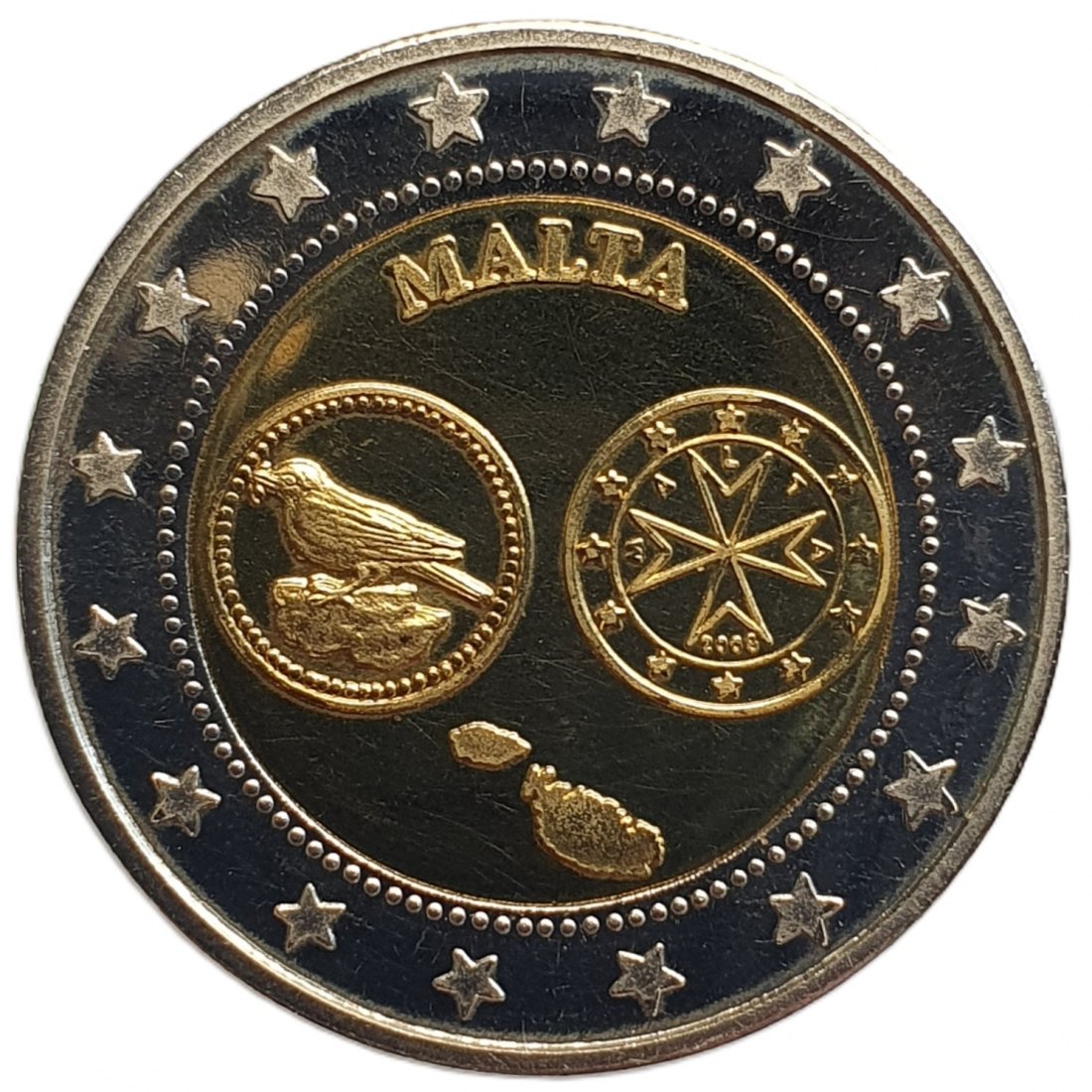  MALTA 2008 Medaille zur Euro-Einführung, Bimetall   