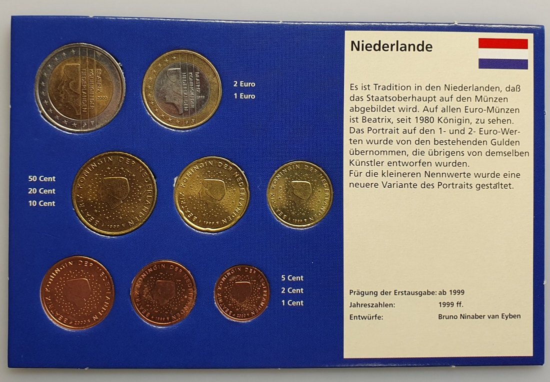  Niederlande Euro Kursmünzen Satz KMS verschiedene Jahrgänge Nominalwert 3,88 Euro   
