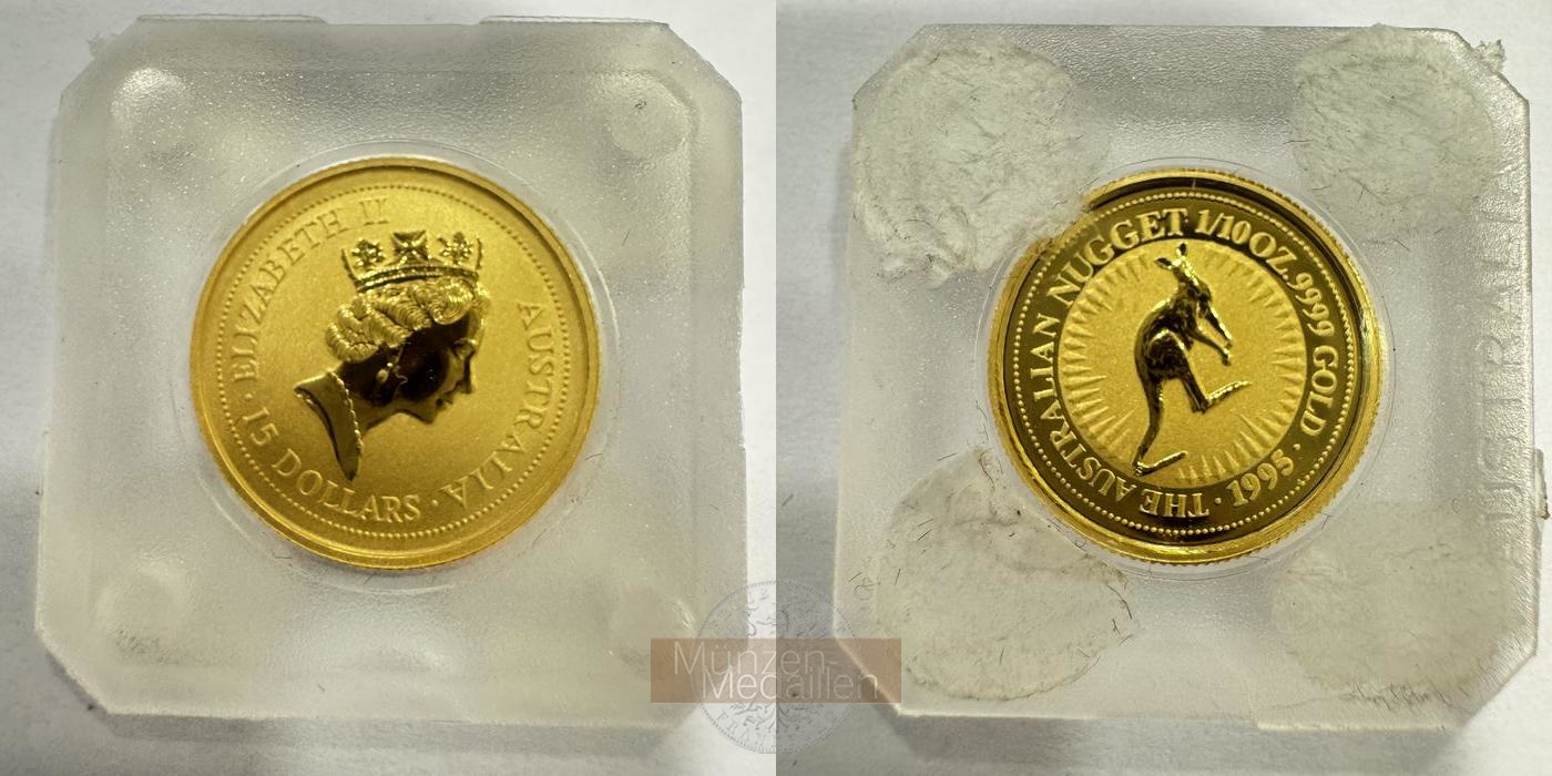  Australien 15 Dollars Australian Kangaroo 1995 (Elizabeth II) MM-Frankfurt Feingold: 3,11g   