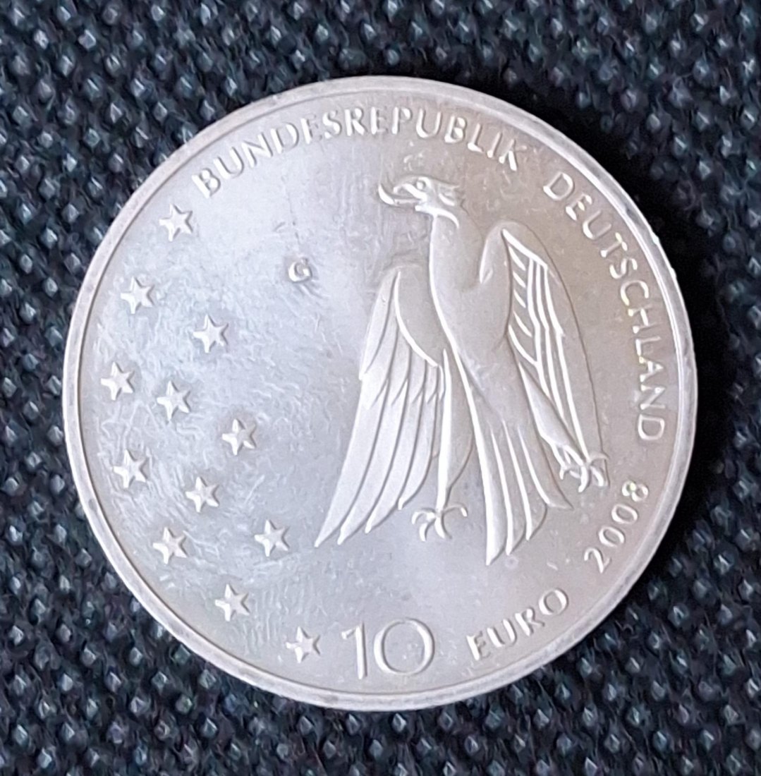  Silbermünze: BRD 10 Euro 2008 G, Franz Kafka, Feingehalt 16,65 g   