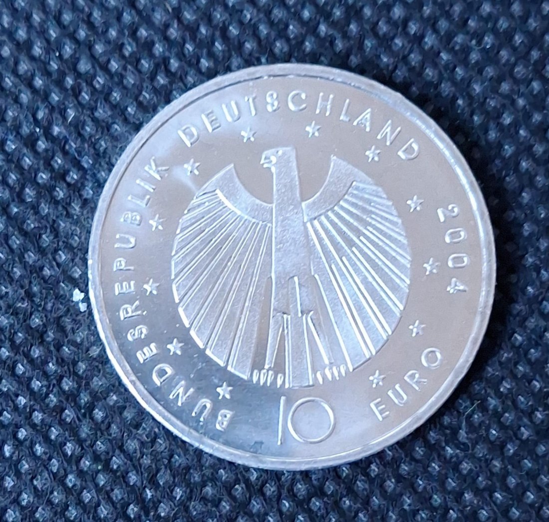  Silbermünze: BRD, 10 Euro 2004,FIFA Fussball Weltmeisterschaft Deutschland 2006, Feingewicht 16,65 g   