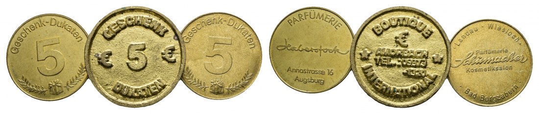  Bayern, Augsburg, Parfümerie/Boutique, Geschenk-Dukaten (3 Stück); Menzel -   