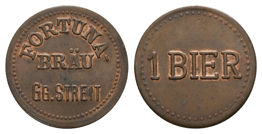  Bayern, Augsburg; Fortuna-Bräu GG. Streit, 1 Bier; Menzel 969.1   