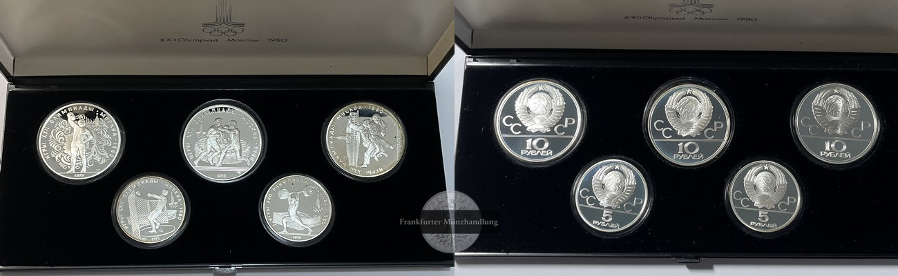  Russland (Sowjetunion) 1979 5/10 Rubel Olympia 1980 Moskau LOT FM-Frankfurt Feinsilber: 119,92g   