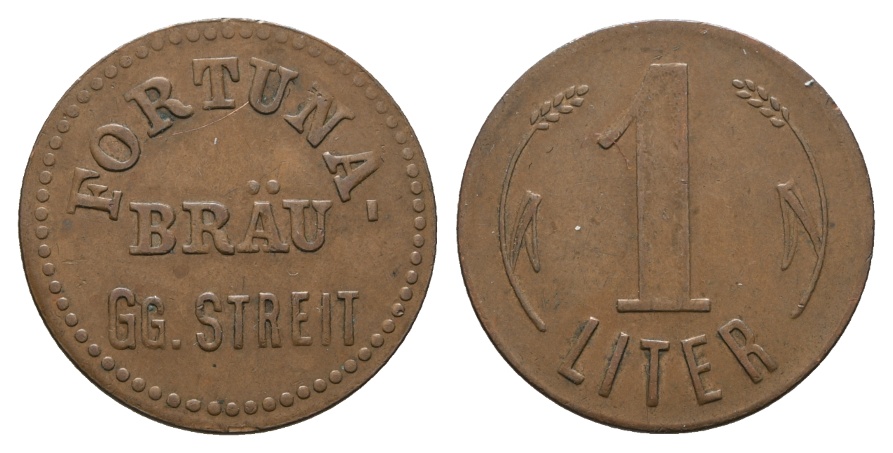  Bayern, Augsburg; Fortuna-Bräu GG. Streit, 1 Liter; Menzel 969.3 ?   