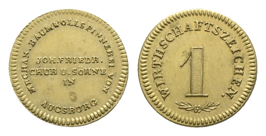  Bayern; Augsburg Baumwollspinnerei Joh. Friedr. Chur u.Söhne, 1 Wirtschaftszeichen; Menzel -   