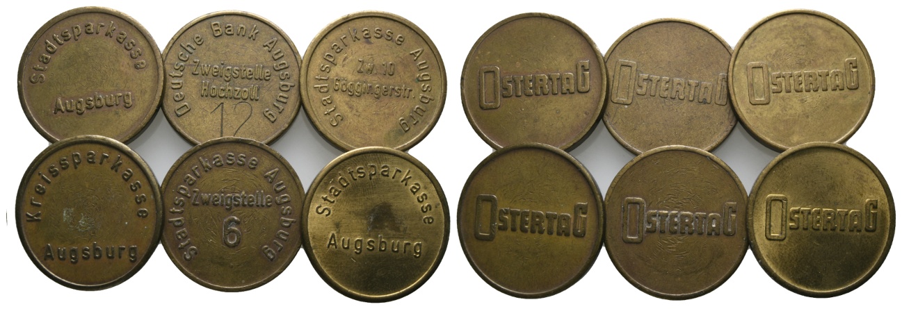 Bayern; Augsburg div. Sparkassen, Ostertag (6 Marken); Menzel -   