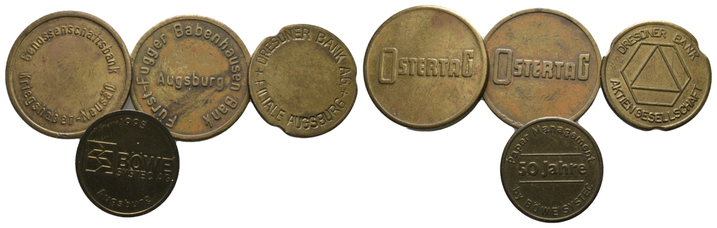  Bayern; Augsburg div. Banken/Böwe System (4 Marken); Menzel -   