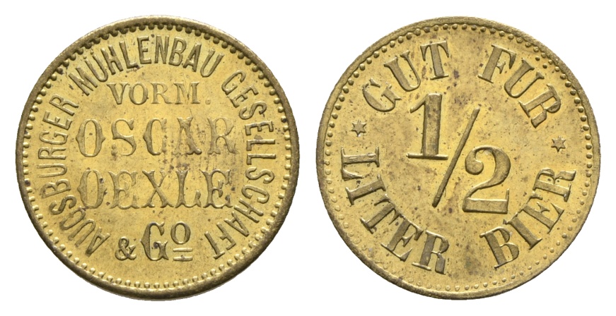  Bayern; Augsburger Mühlenbau Gesellschaft vorm. Oscar Oexle & Co., Biermarke; Menzel 910.1   