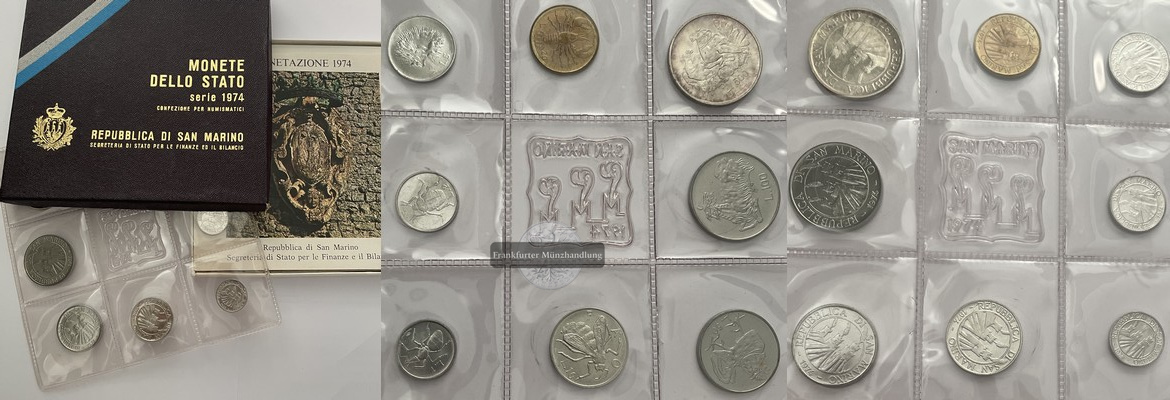  San Marino Monete Dello Stato 1974 Confezione per Numismatici FM-Frankfurt   