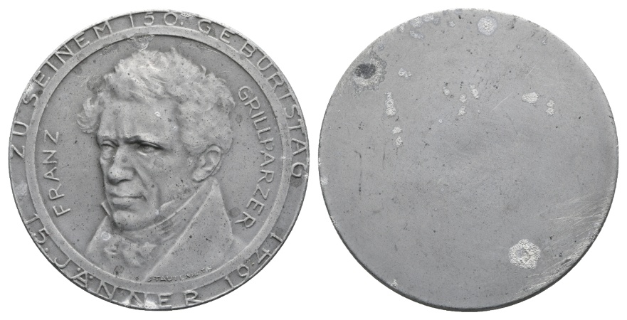  Franz Grillparzer; einseitige Zinnmedaille 1941; 20,01 g; Ø 40,5 mm   