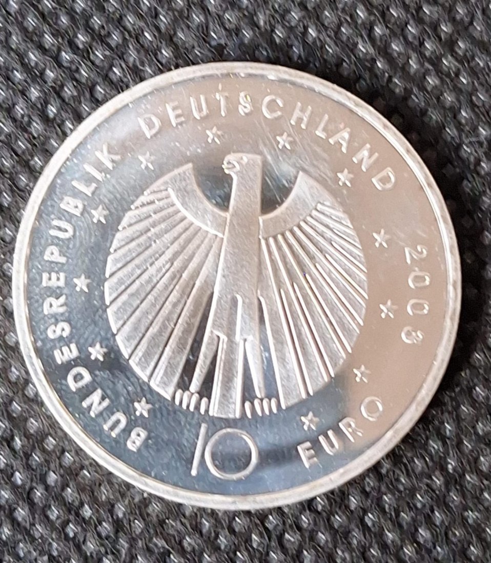  Silbermünze: 10 Euro 2003 FIFA Fussball-WM in Deutschland 2006, Feingehalt 16,65 Gramm   