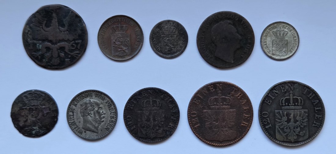  Altdeutschland: Lot aus 10 Kleinmünzen   
