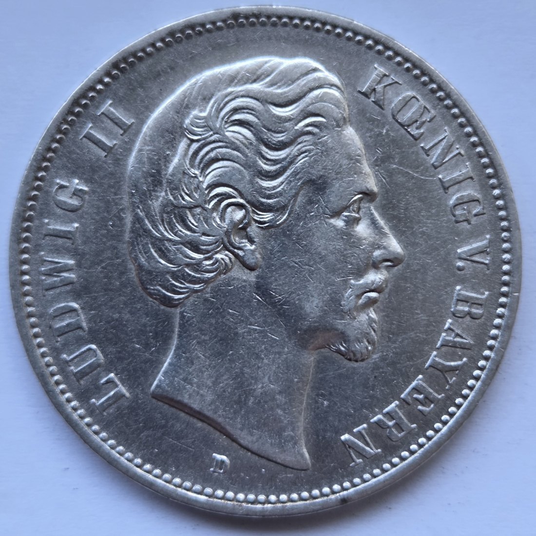  Kaiserreich: Bayern, 5 Mark Ludwig II. (Jaeger 42), 1876   