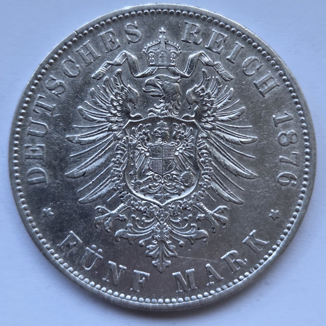  Kaiserreich: Bayern, 5 Mark Ludwig II. (Jaeger 42), 1876   