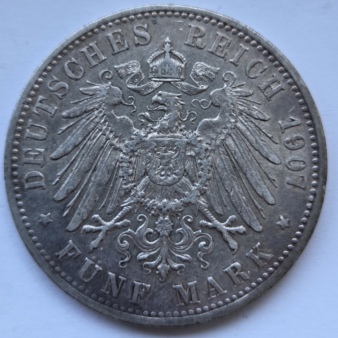  Kaiserreich: Bayern, 5 Mark Otto (Jaeger 46), 1907   