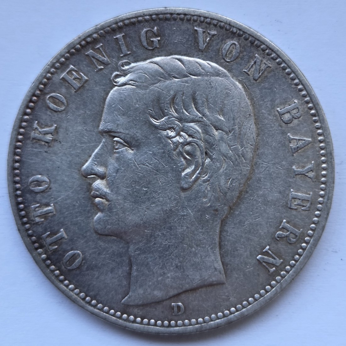  Kaiserreich: Bayern, 5 Mark Otto (Jaeger 46), 1908   