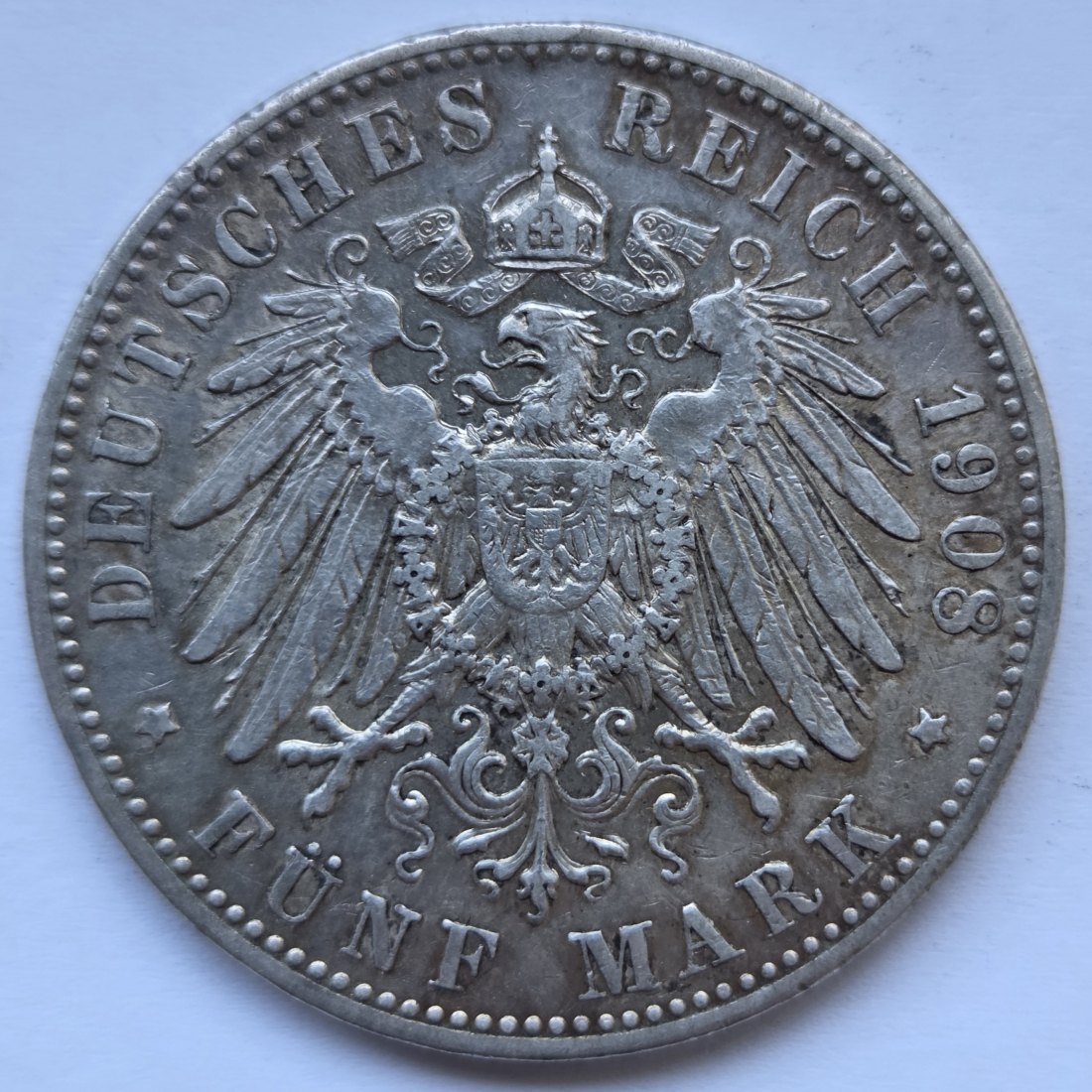  Kaiserreich: Bayern, 5 Mark Otto (Jaeger 46), 1908   