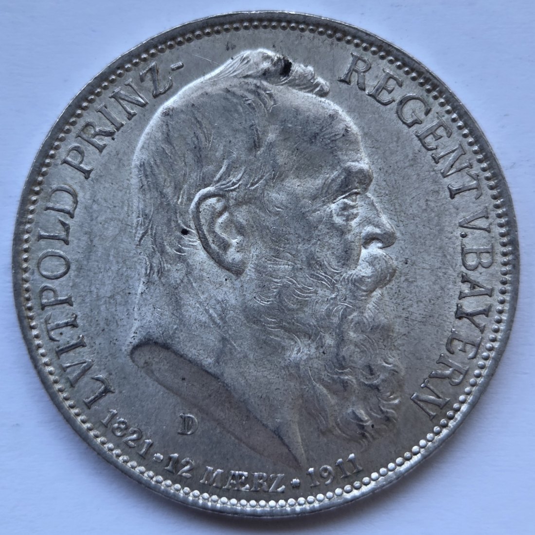  Kaiserreich: Bayern, 3 Mark Luitpold 1911 (Jaeger 49)   