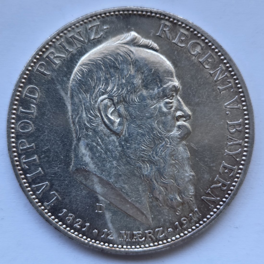  Kaiserreich: Bayern, 5 Mark Luitpold 1911 (Jaeger 50)   