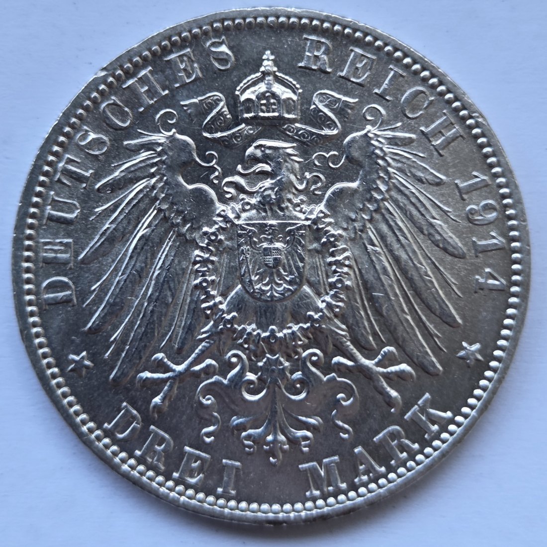  Kaiserreich: Bayern, 3 Mark Ludwig III. (Jaeger 52), 1914   