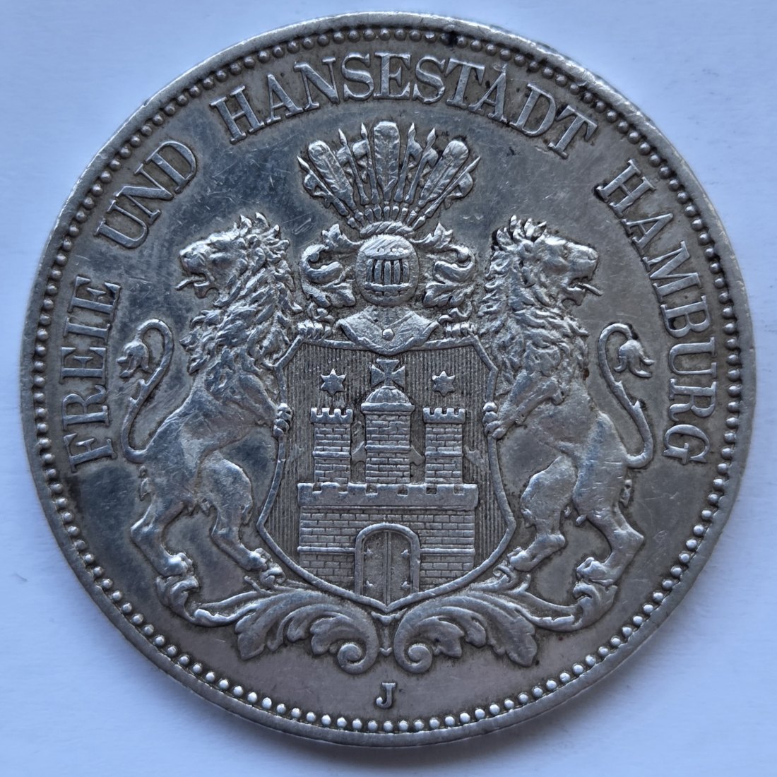  Kaiserreich: Hamburg, 5 Mark (Jaeger 65), 1913   