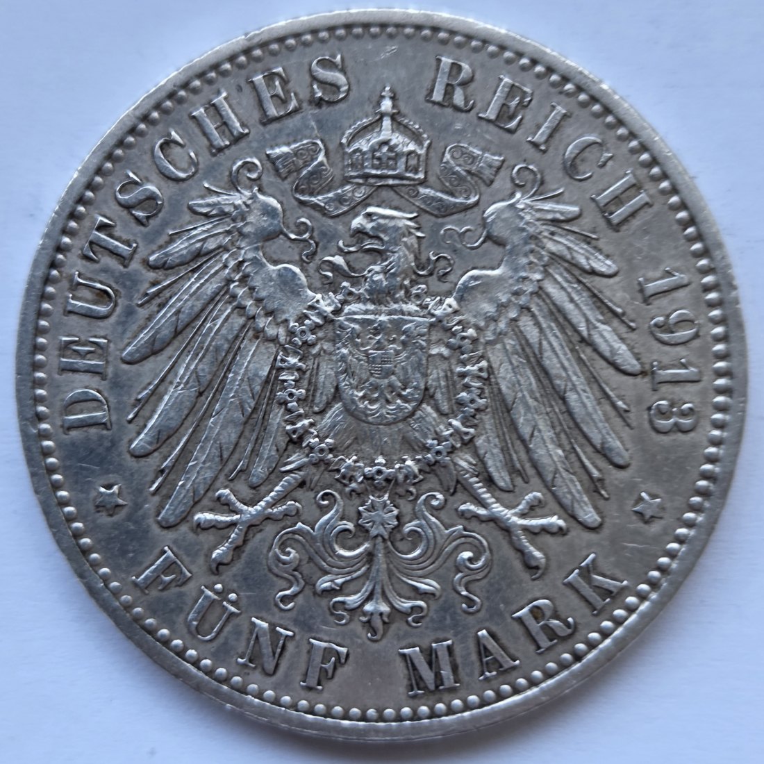  Kaiserreich: Hamburg, 5 Mark (Jaeger 65), 1913   