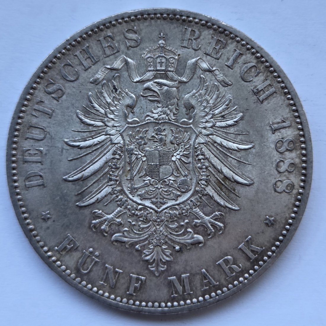  Kaiserreich: Preußen, 5 Mark Friedrich III. 1888 (Jaeger 99)   