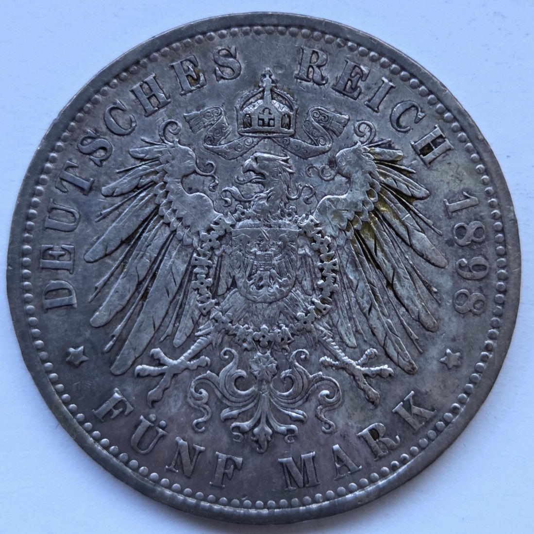  Kaiserreich: Preußen, 5 Mark Wilhelm II. (Jaeger 104), 1898   