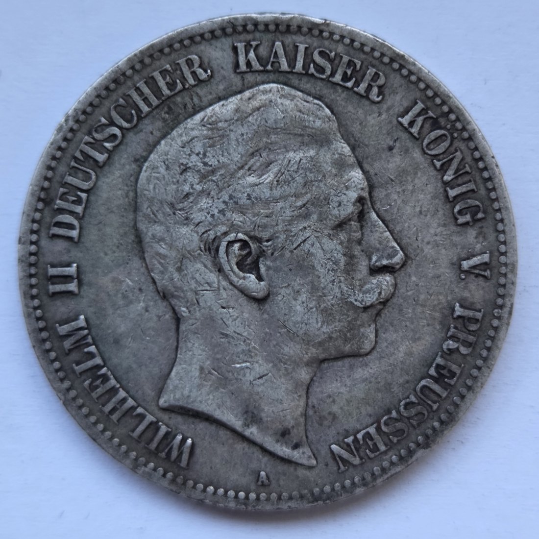  Kaiserreich: Preußen, 5 Mark Wilhelm II. (Jaeger 104), 1900   