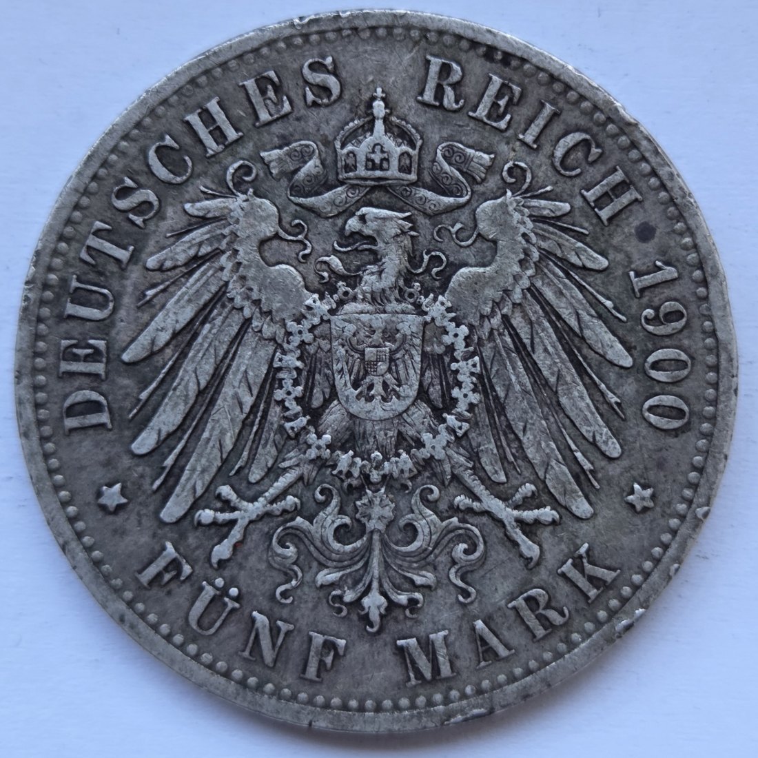  Kaiserreich: Preußen, 5 Mark Wilhelm II. (Jaeger 104), 1900   