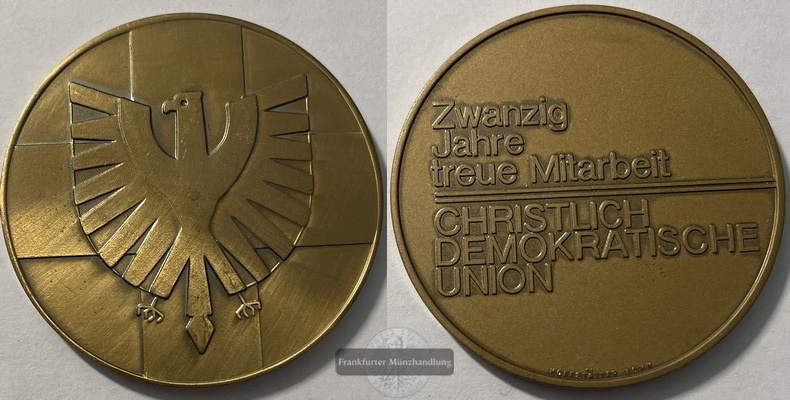  Deutschland Verdienstmedaille  20 Jahre treue Mitarbeit CDU  FM-Frankfurt   