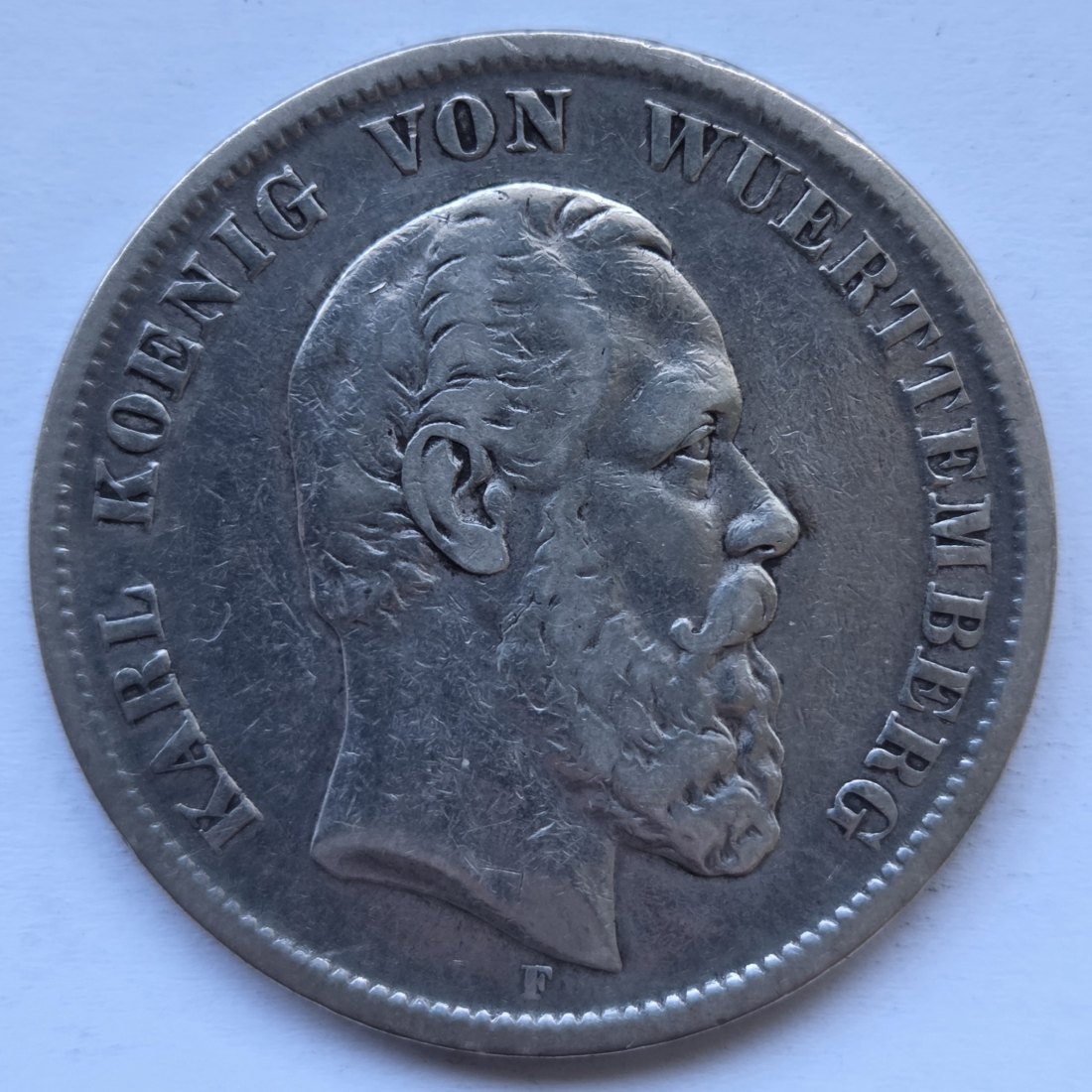  Kaiserreich: Württemberg, 5 Mark Karl (Jaeger 173), 1876   