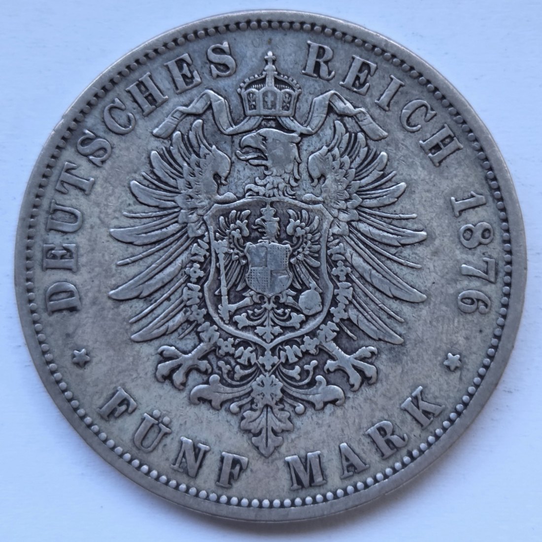  Kaiserreich: Württemberg, 5 Mark Karl (Jaeger 173), 1876   