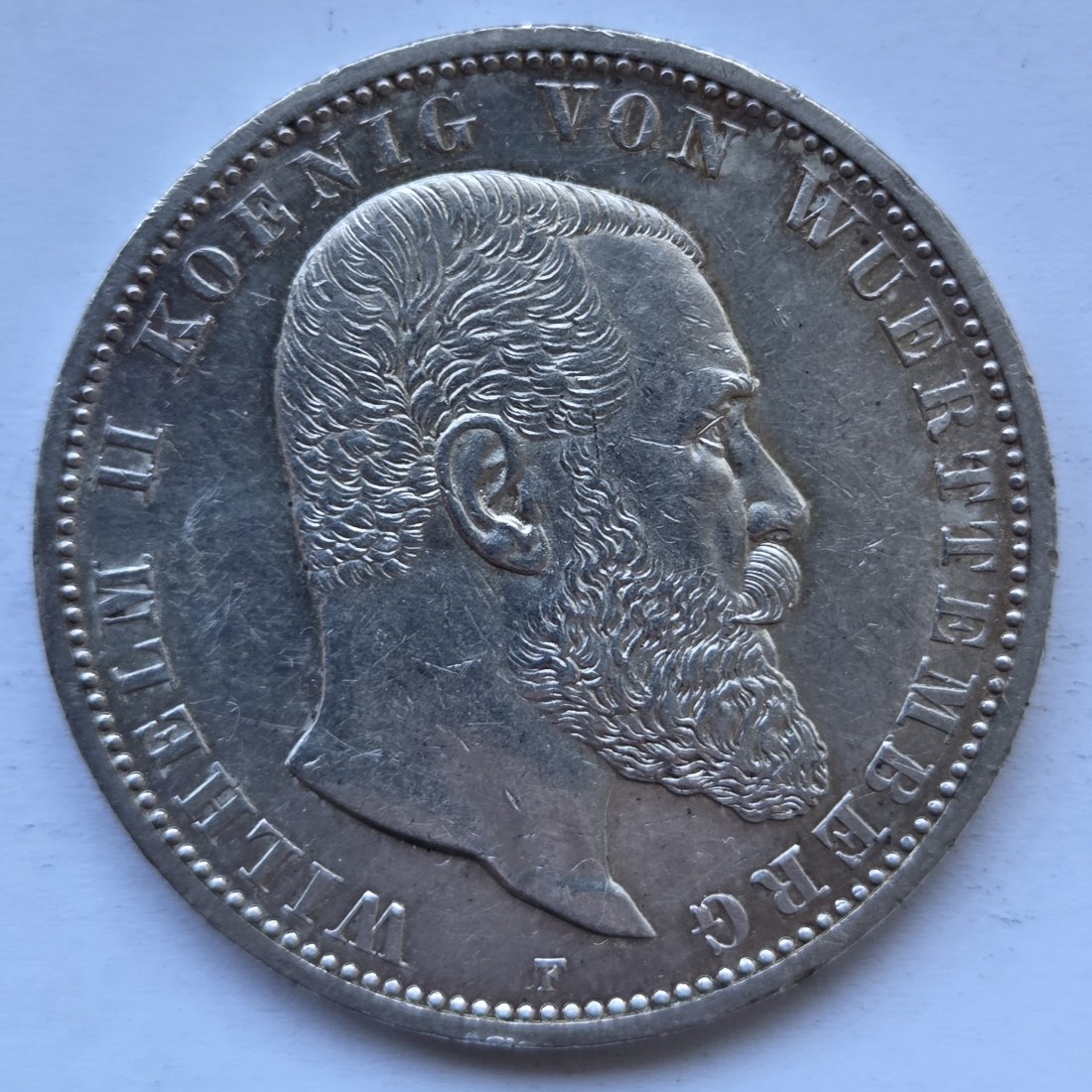  Kaiserreich: Württemberg, 5 Mark Wilhelm II. (Jaeger 176), 1913   