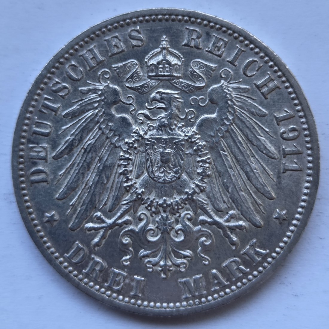  Kaiserreich: Württemberg, 3 Mark Silberne Hochzeit 1911 (Jaeger 177)   