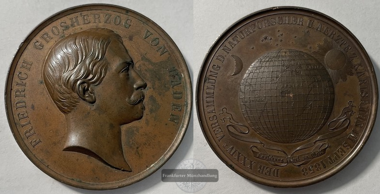  Medaille  Friedrich Grosherzog von Baden  1858  FM-Frankfurt   
