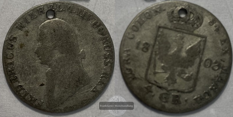  Königreich Preussen 4 Groschen 1803 Frederick William III FM-Frankfurt KM#370 Feinsilber: 2,78g   