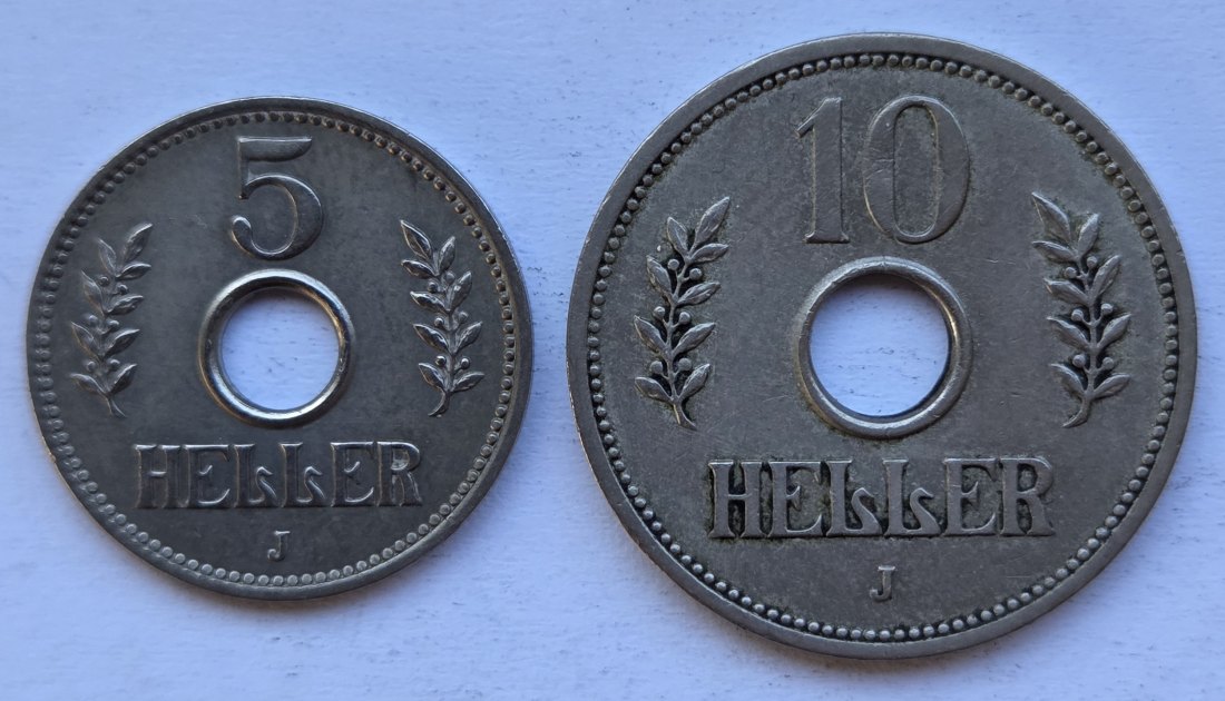  Deutsch-Ostafrika: 5 Heller 1914 J + 10 Heller 1910 J   