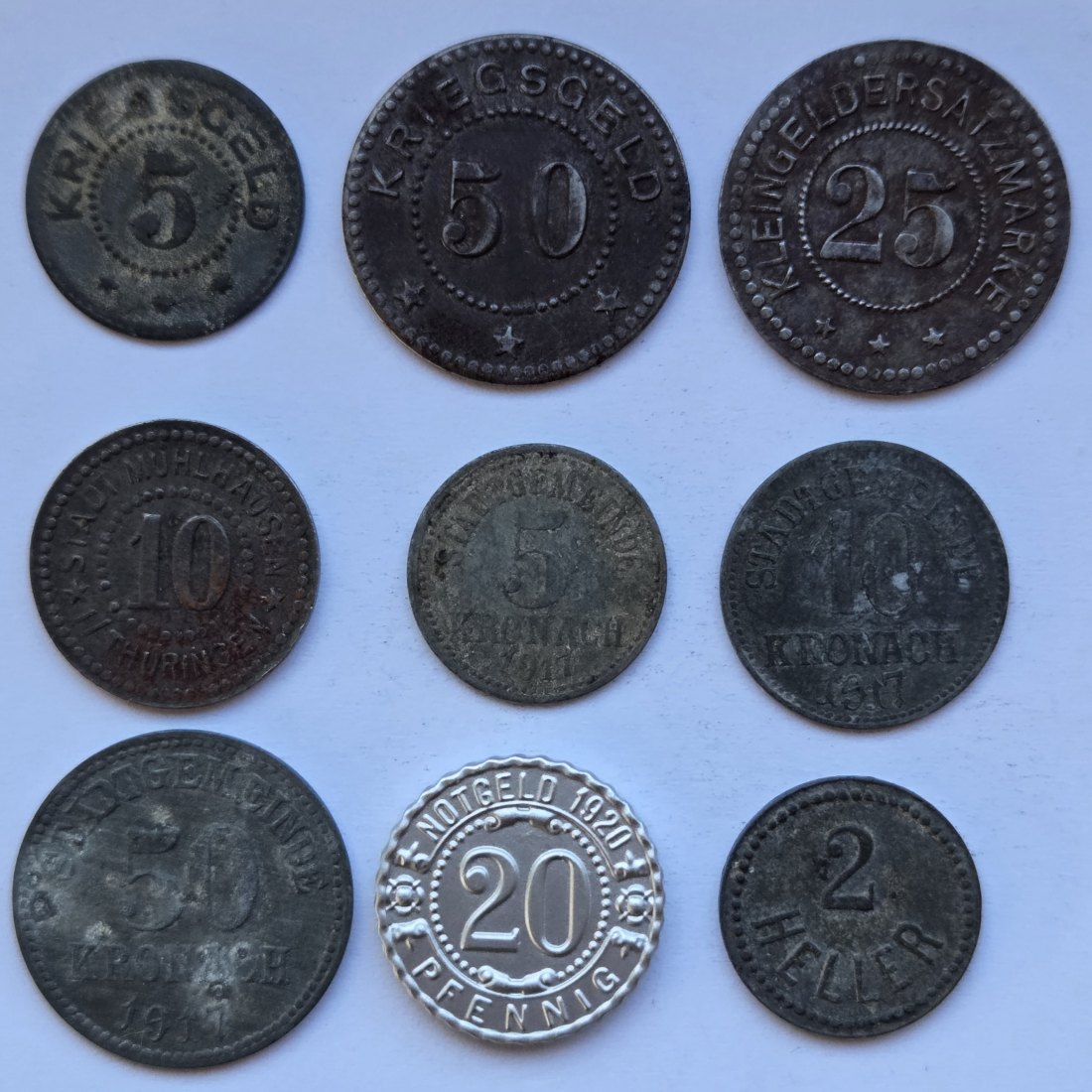  Notgeld: Neun verschiedene aus Ostdeutschland und Bayern   